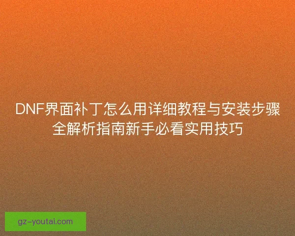 DNF界面补丁怎么用详细教程与安装步骤全解析指南新手必看实用技巧